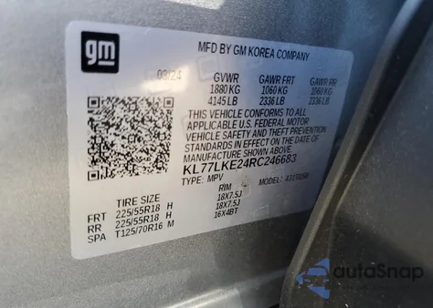 2024 Chevrolet Trax Activ from USA, damaged, VIN KL77LKE24RC246683